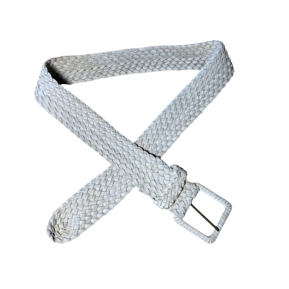 Woven  off White Women's Braided Belt Y2k  Wide Exeptional Leather Natural
